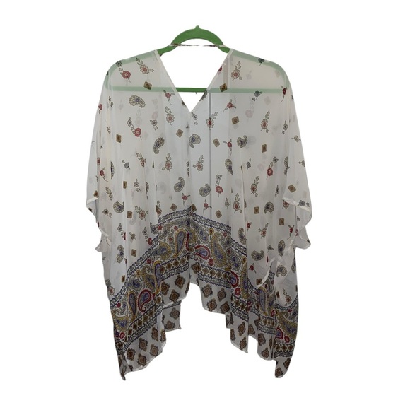 Urban Outfitters Ecote cream Boho Western White Paisley Kimono Shawl - Picture 8 of 14